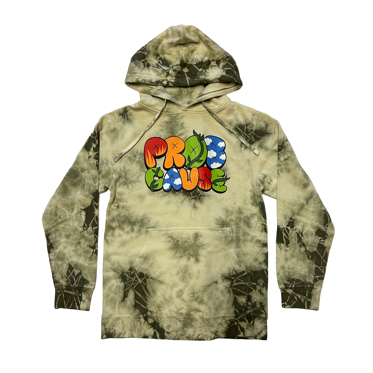 ProbCause VINE LOGO Mineral Dye Hoodie in Olive
